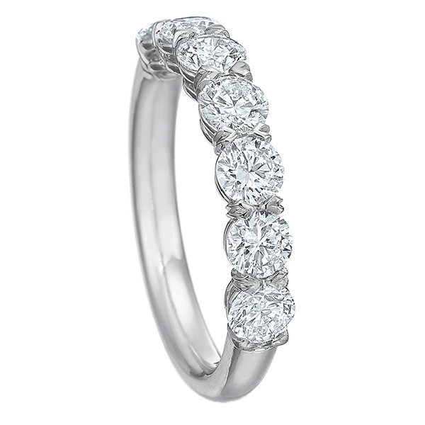 Diamond 7 Stone Wedding Band in White Gold, 2.12 cttw