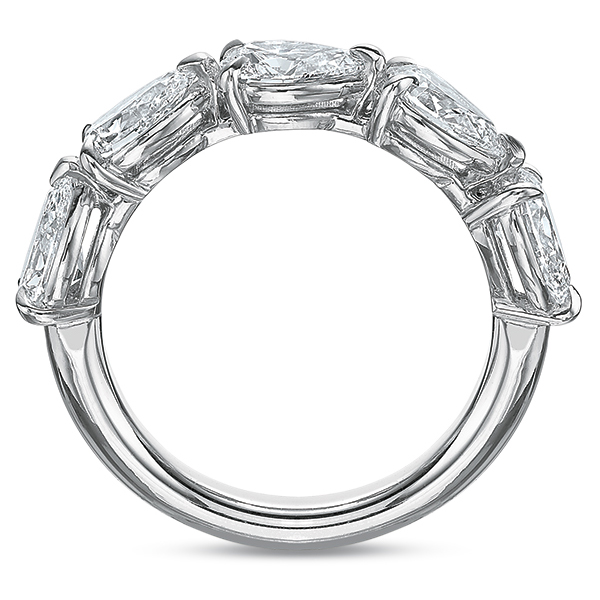 Pear Shaped Diamond 5 Stone Wedding Band in Platinum