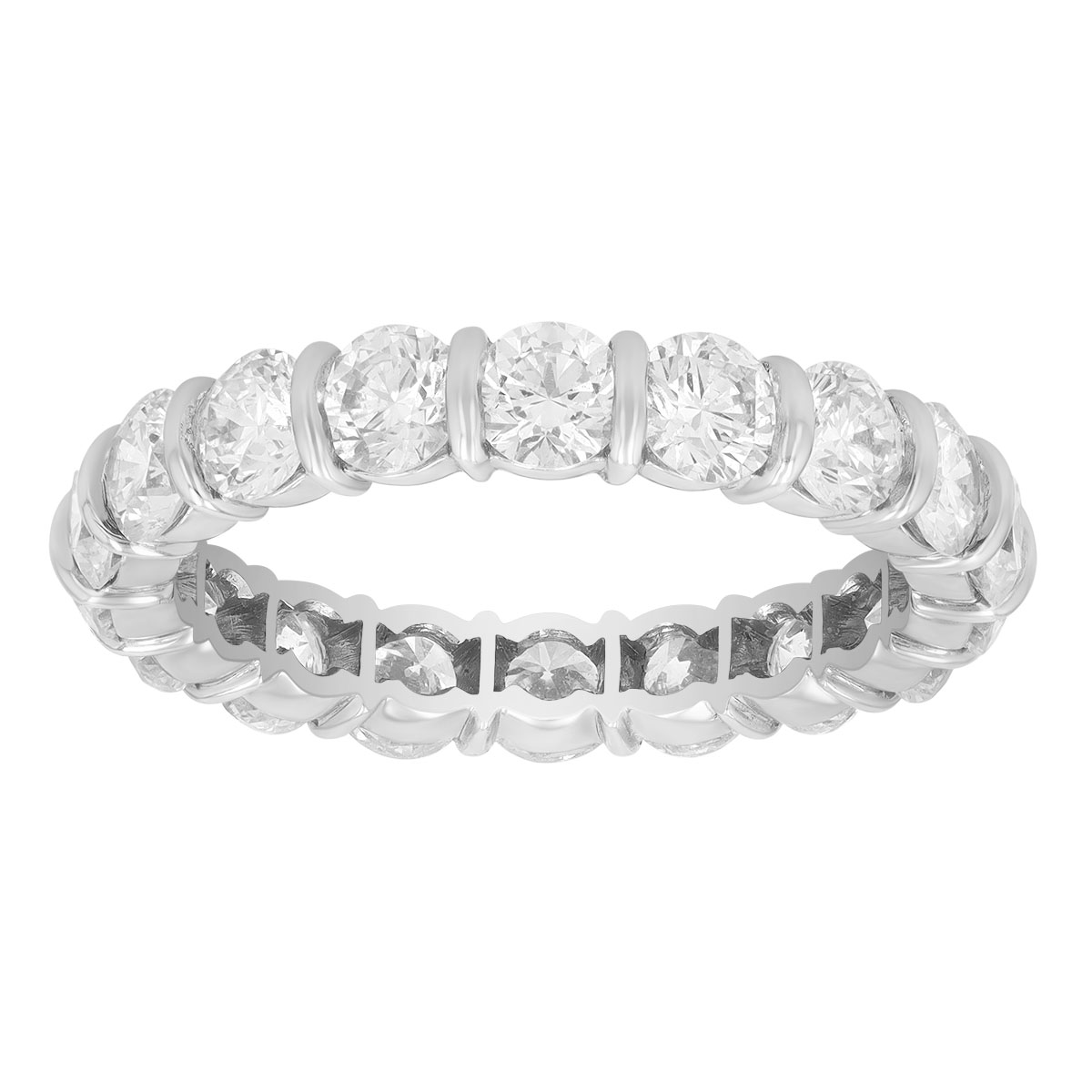 Round Diamond Bar Setting Eternity Wedding Band in Platinum