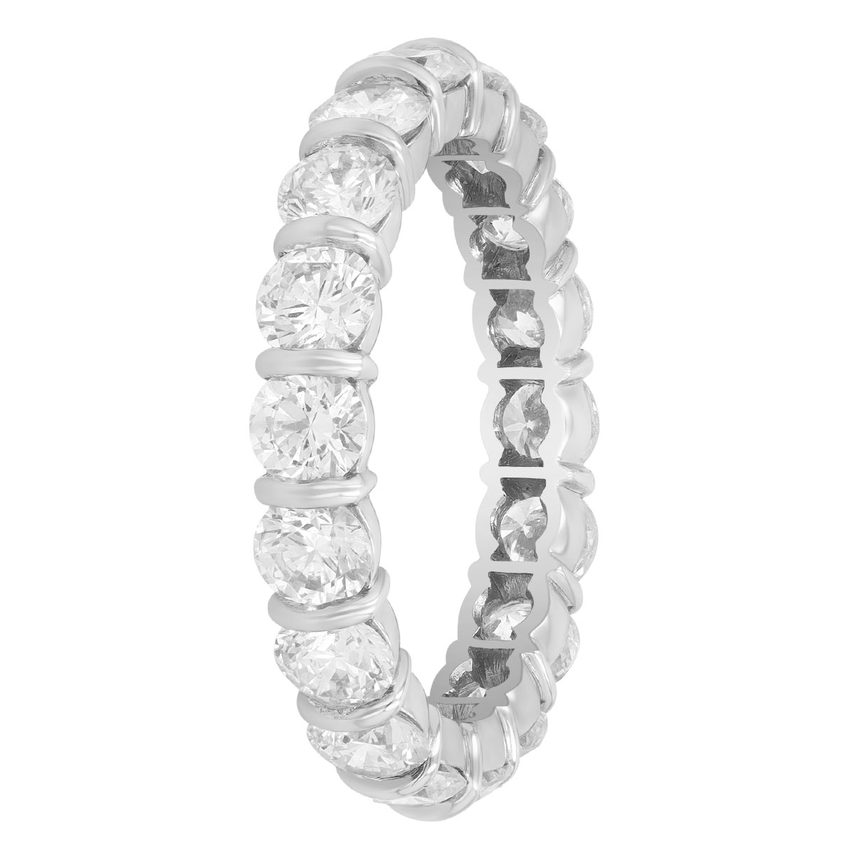Round Diamond Bar Setting Eternity Wedding Band in Platinum