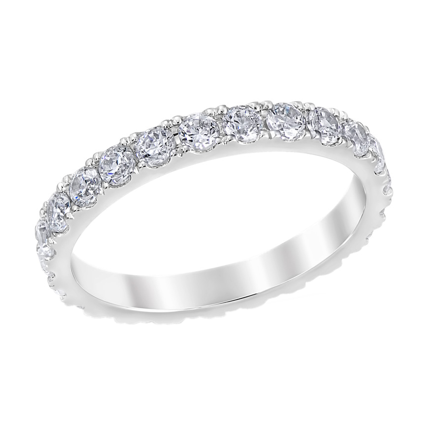 Diamond Mezzaluna Pavé Eternity Band in White Gold