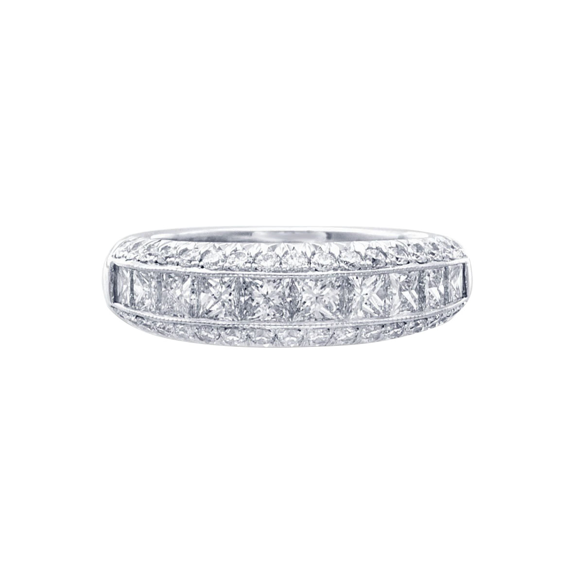 J.B. Star Diamond 3 Row Tapered Wedding Band in Platinum