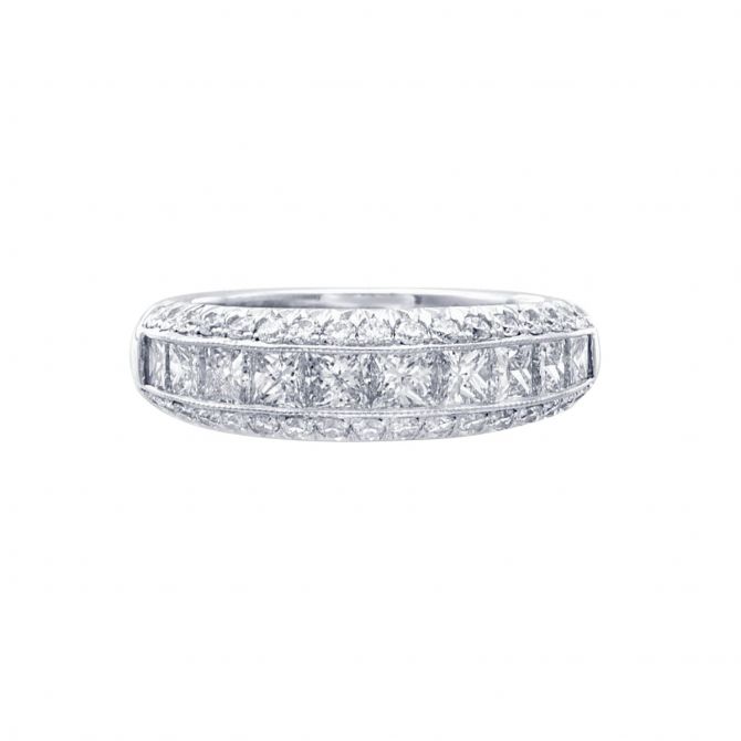 J.B. Star Diamond 3 Row Tapered Wedding Band in Platinum