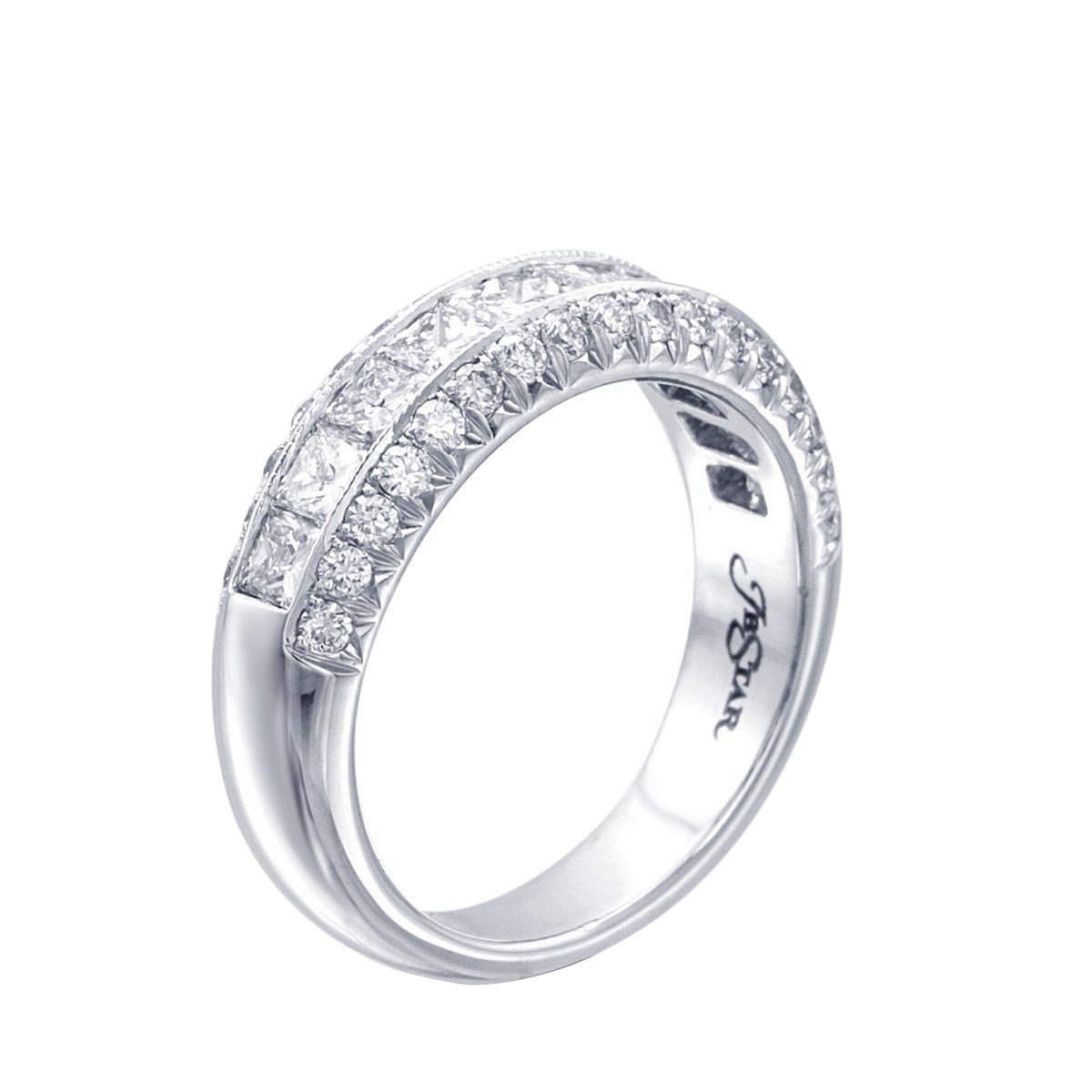 J.B. Star Diamond 3 Row Tapered Wedding Band in Platinum
