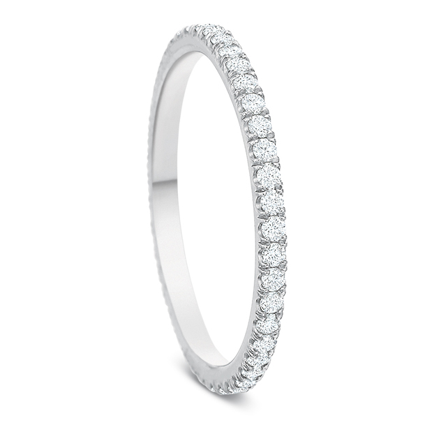 Diamond Prong Set Slim Eternity Band in White Gold, .25 cttw