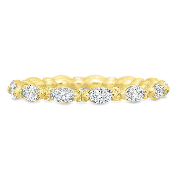 Marquise Diamond Eternity Band with Diamond Gallery in Yellow Gold