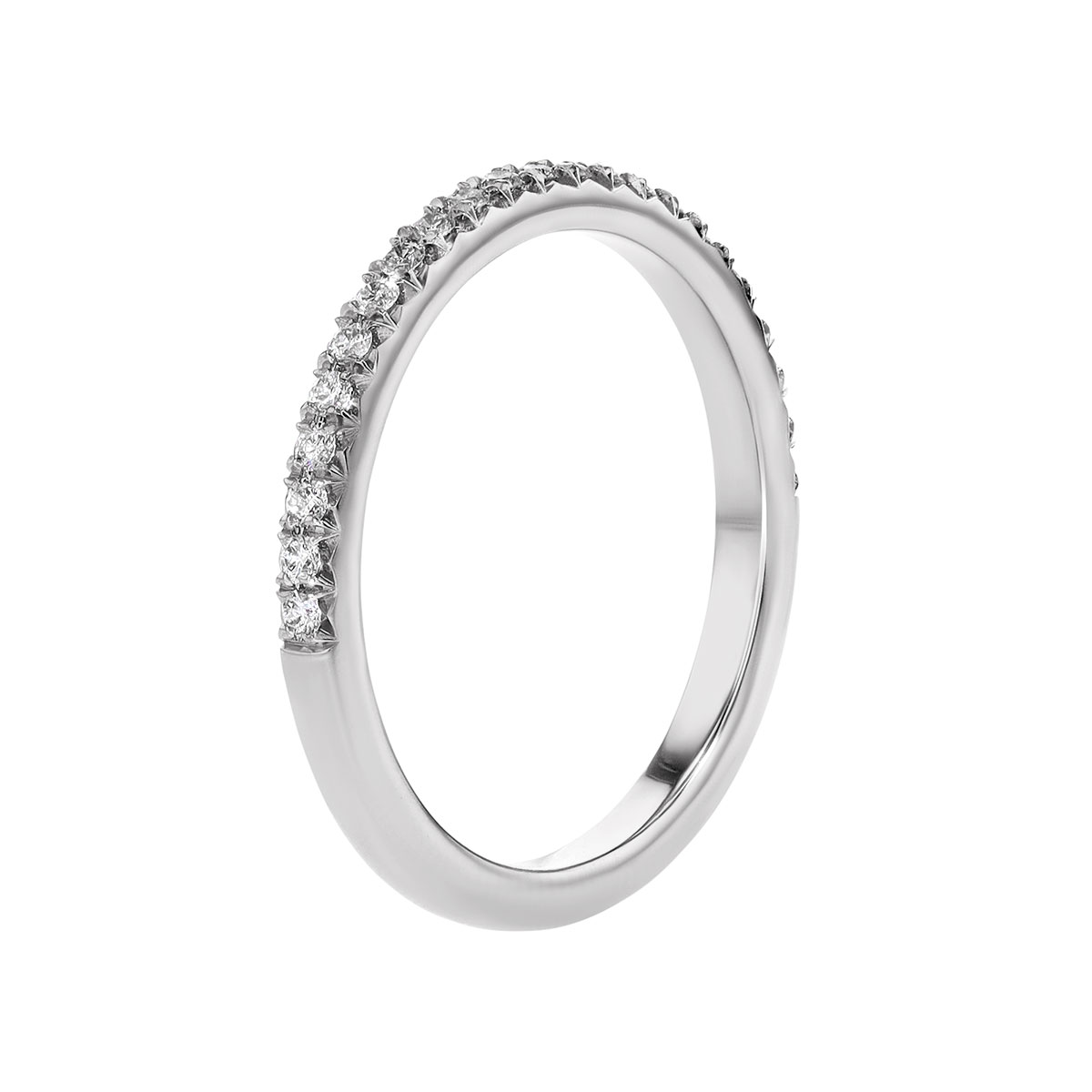 Diamond French Pavé Slim Wedding Band in White Gold