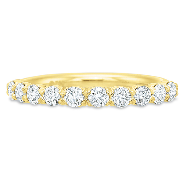 Diamond 11 Stone Prong Set Wedding Band in Yellow Gold, .57 cttw