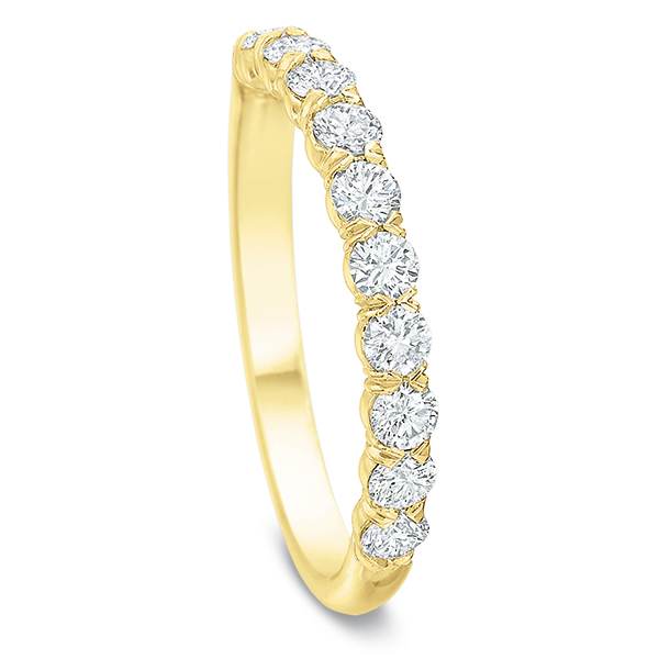 Diamond 11 Stone Prong Set Wedding Band in Yellow Gold, .57 cttw