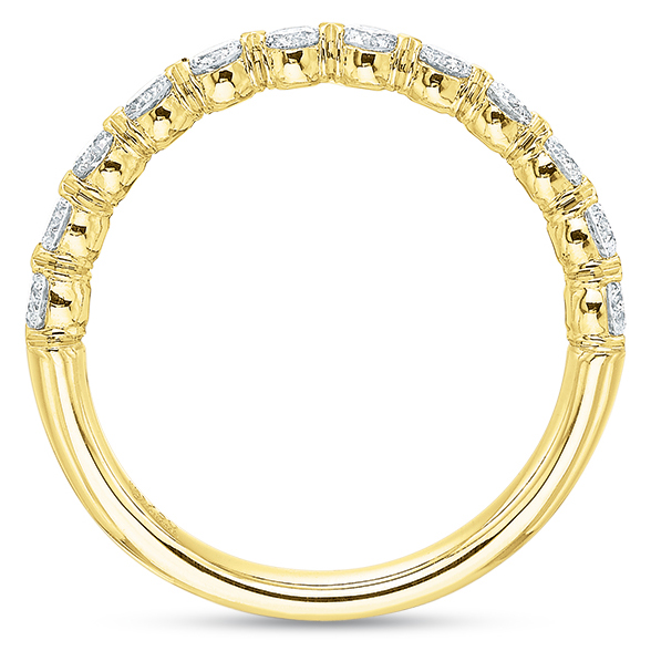 Diamond 11 Stone Prong Set Wedding Band in Yellow Gold, .57 cttw