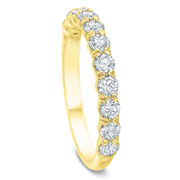Diamond 11 Stone Prong Set Wedding Band in Yellow Gold, .76  cttw