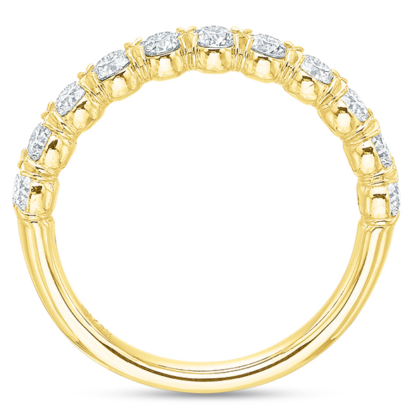 Diamond 11 Stone Prong Set Wedding Band in Yellow Gold, .76  cttw