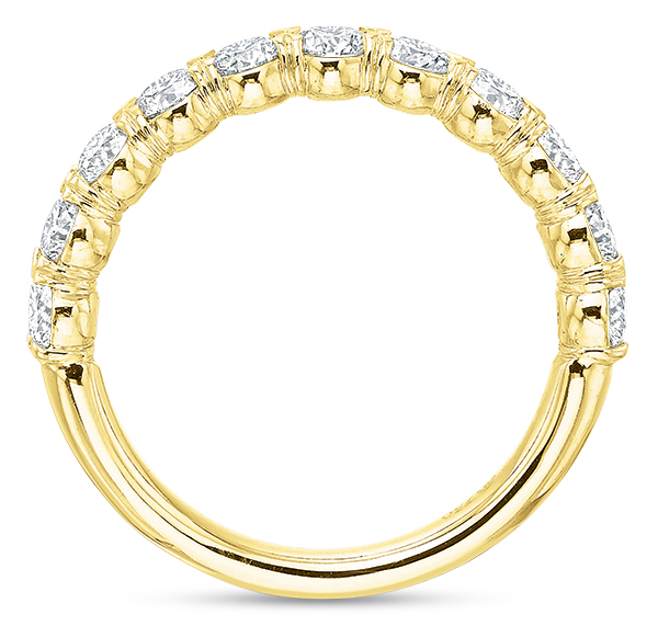 Diamond 11 Stone Shared Prong Wedding Band in Yellow Gold