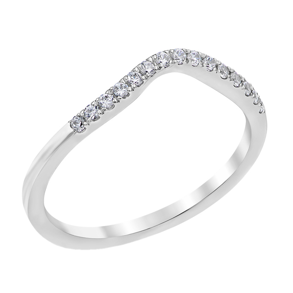 Diamond Classic Contour Soft Curve Wedding Band in White Gold