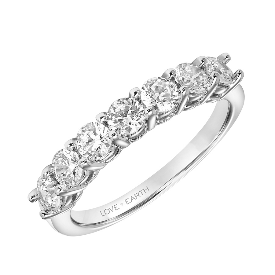 Love Earth Lab Grown Diamond 7 Stone Wedding Band in White Gold, .98 cttw