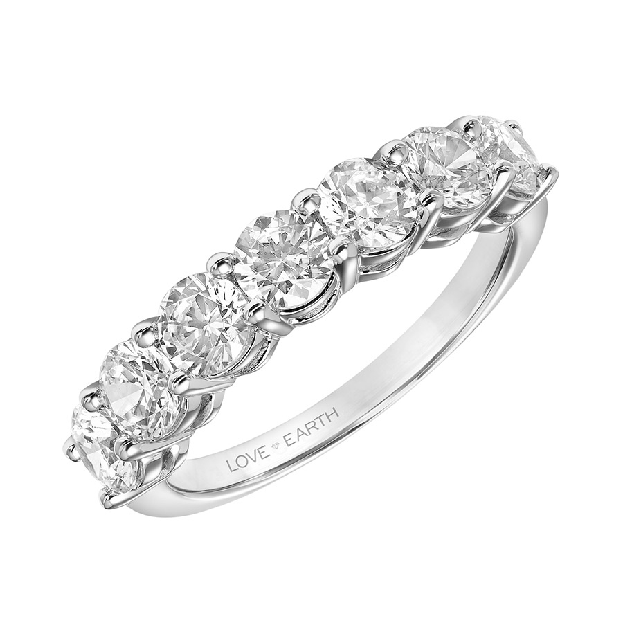 Love Earth Lab Grown Diamond 7 Stone Wedding Band in White Gold, 1.96 cttw