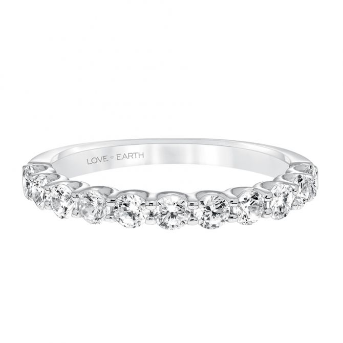 Love Earth Lab Grown Diamond Half U-Prong Wedding Band in White Gold