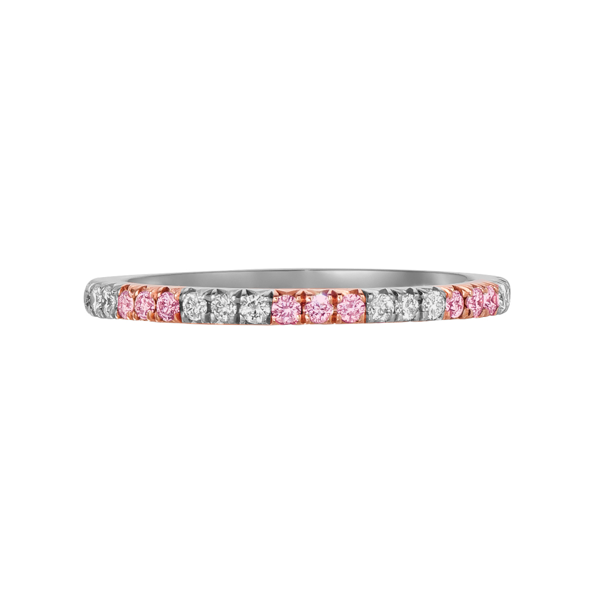 L.J. West Aureole Pink & White Diamond Eternity Band in Platinum & Rose Gold