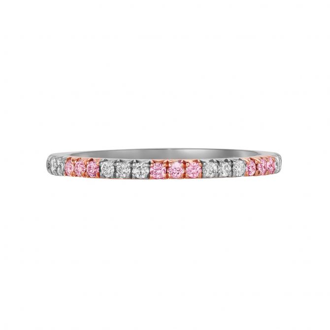 L.J. West Aureole Pink & White Diamond Eternity Band in Platinum & Rose Gold