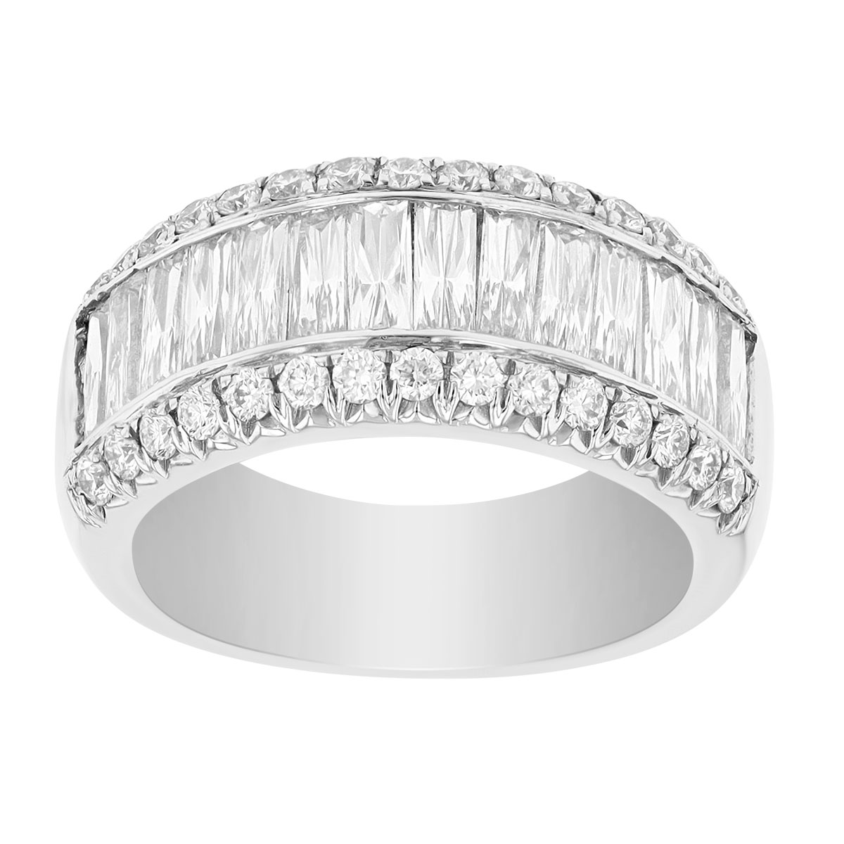 Multi-Shape Diamond Wide Band Wedding Ring in Platinum