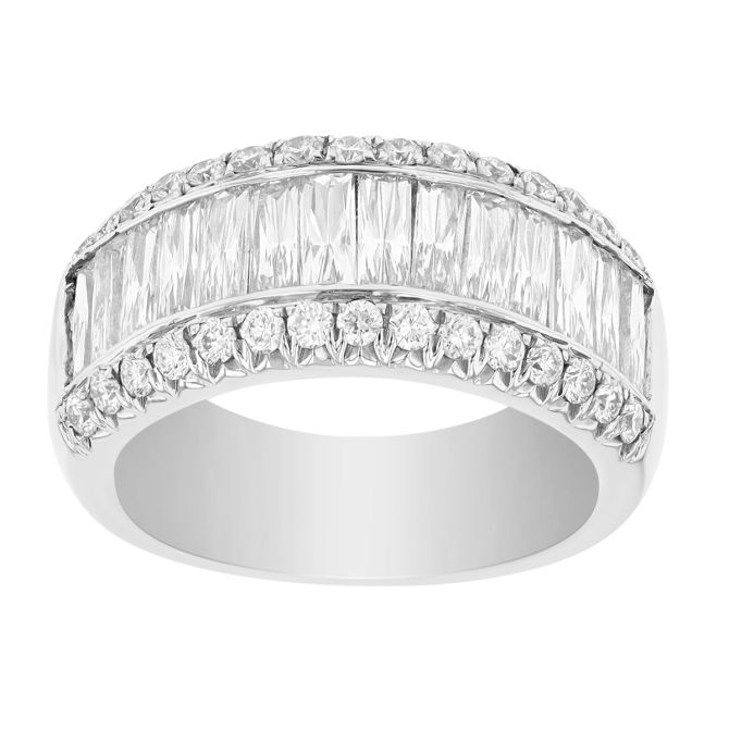 Multi-Shape Diamond Wide Band Wedding Ring in Platinum