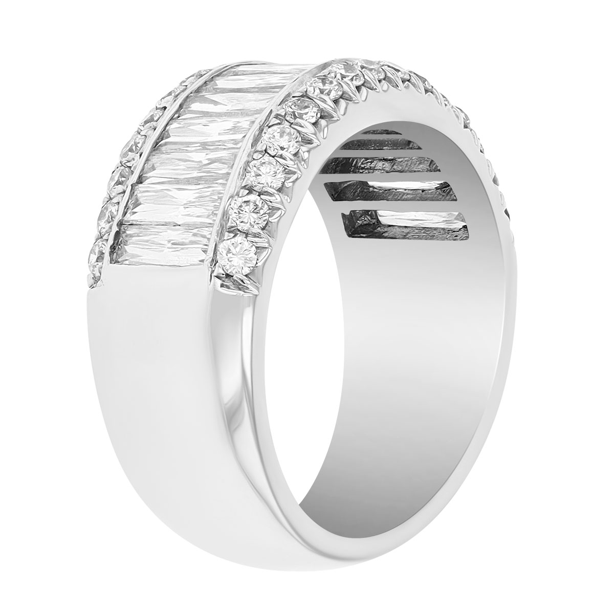 Multi-Shape Diamond Wide Band Wedding Ring in Platinum