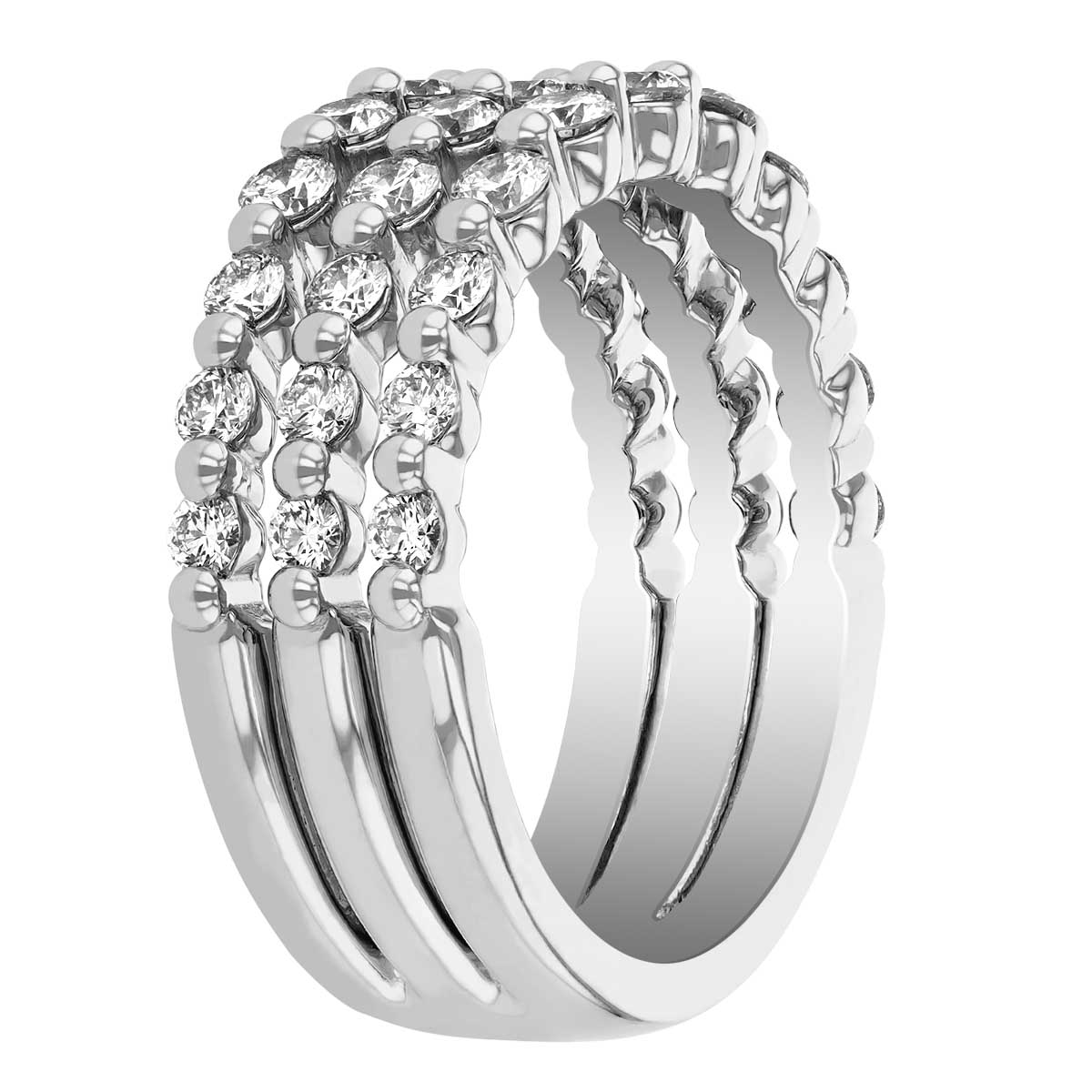 Peter Storm Diamond 3 Row Wedding Band in White Gold