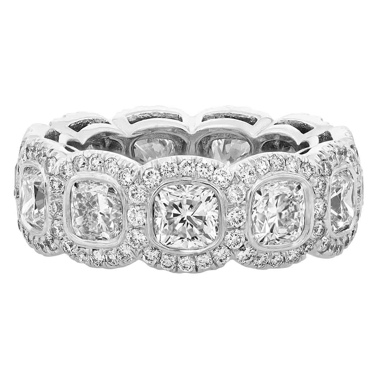 しか  シルバーピンズ57点 J.B. Star Cushion Cut Diamond Halo Eternity Band in Platinum