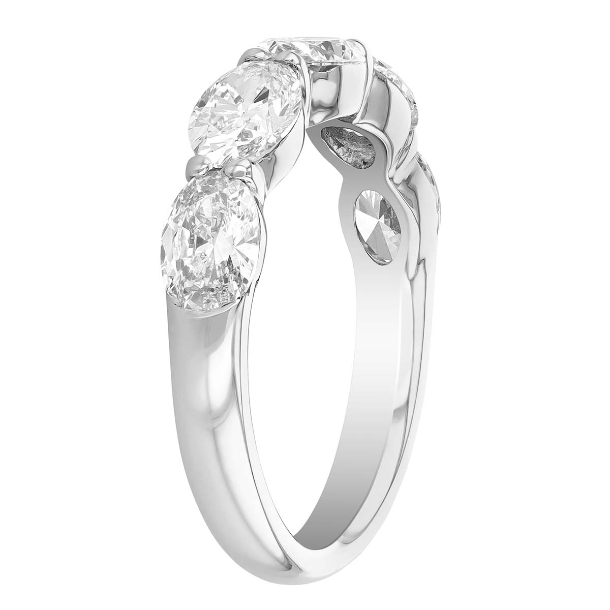 J.B. Star Oval Diamond 5 Stone Graduated Wedding Band in Platinum