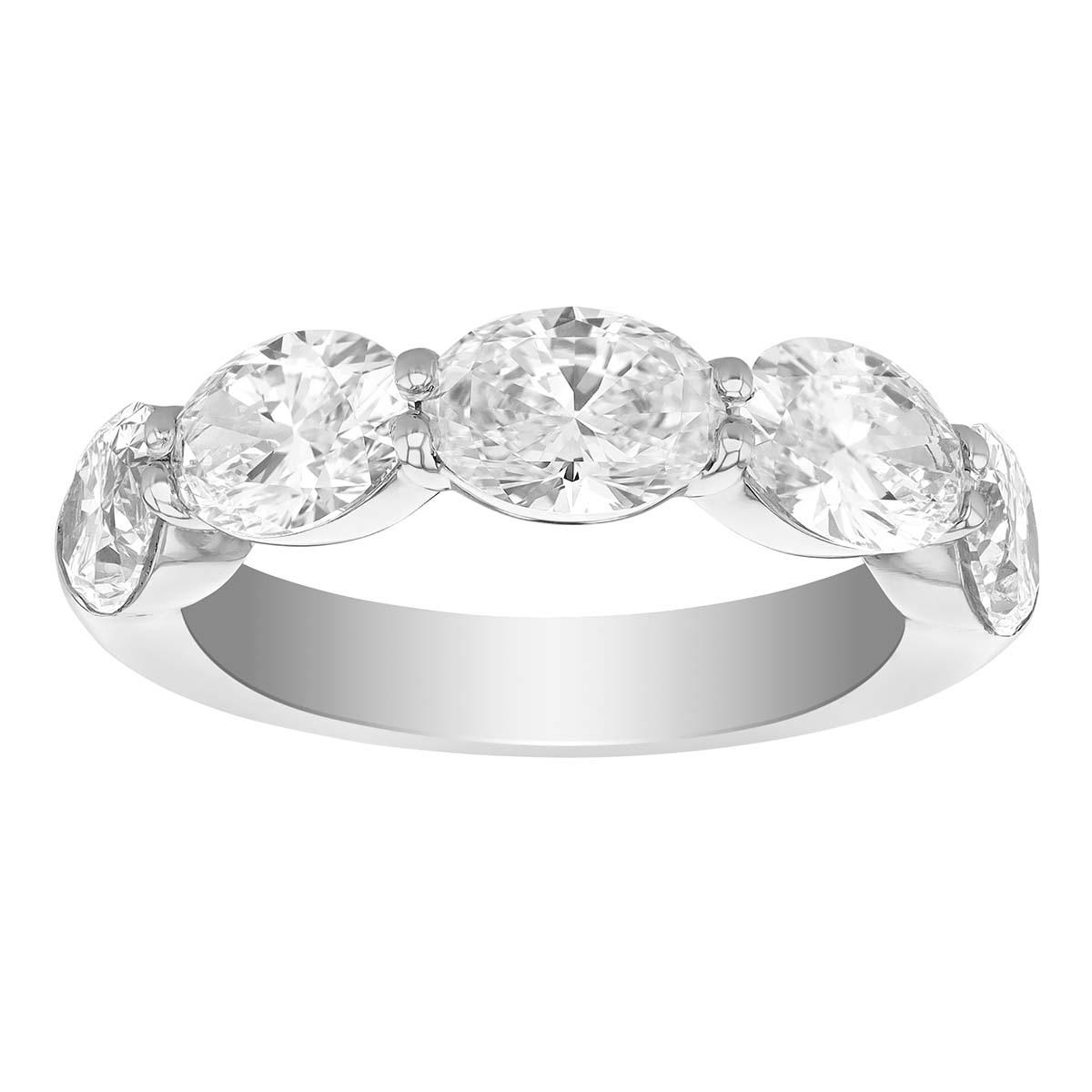 J.B. Star Oval Diamond 5 Stone Wedding Band in Platinum