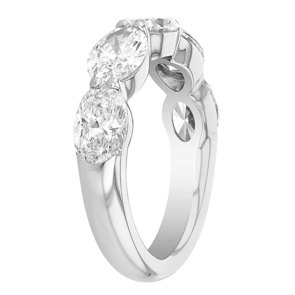 J.B. Star Oval Diamond 5 Stone Wedding Band in Platinum