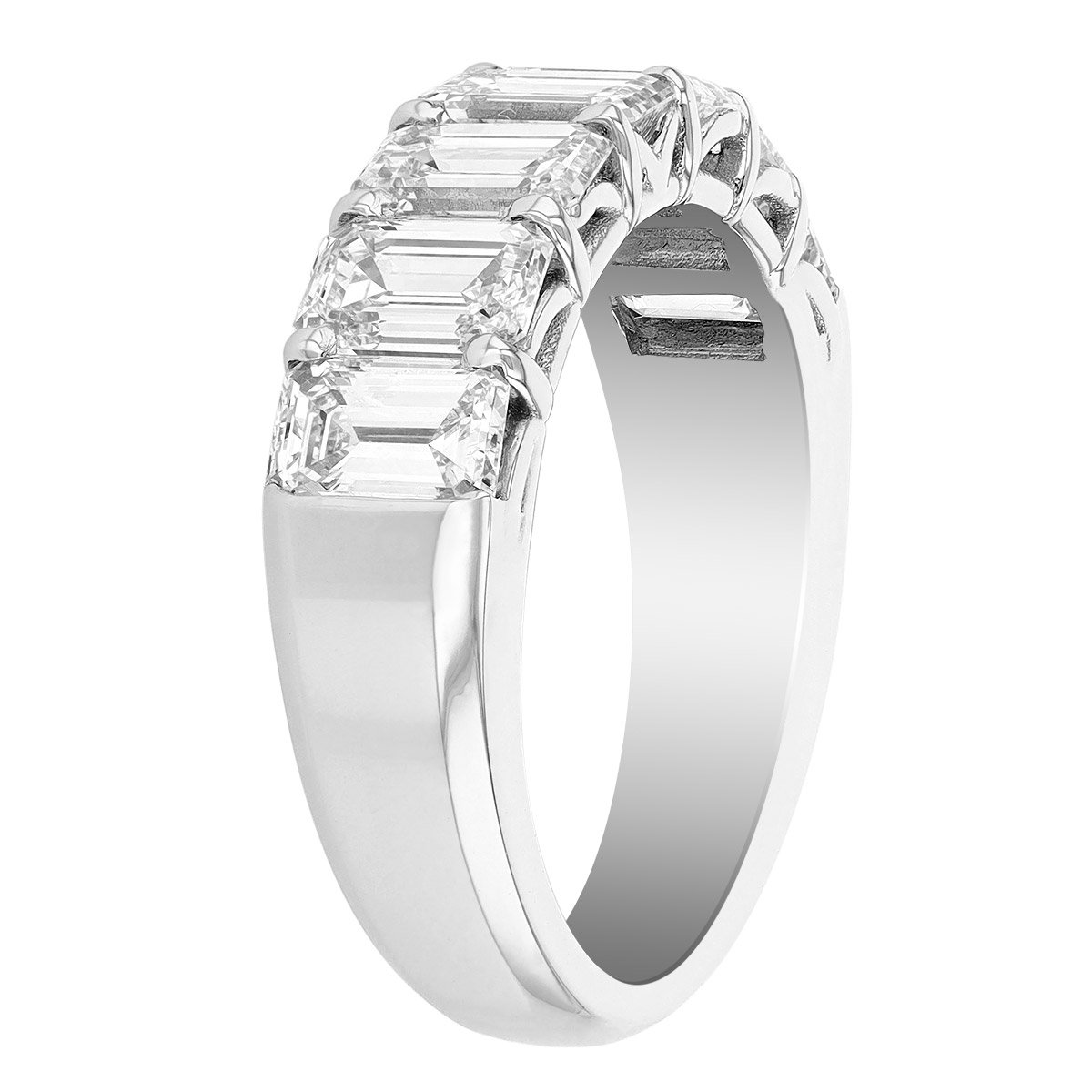 J.B. Star Emerald Cut Diamond 7 Stone Wedding Band in Platinum