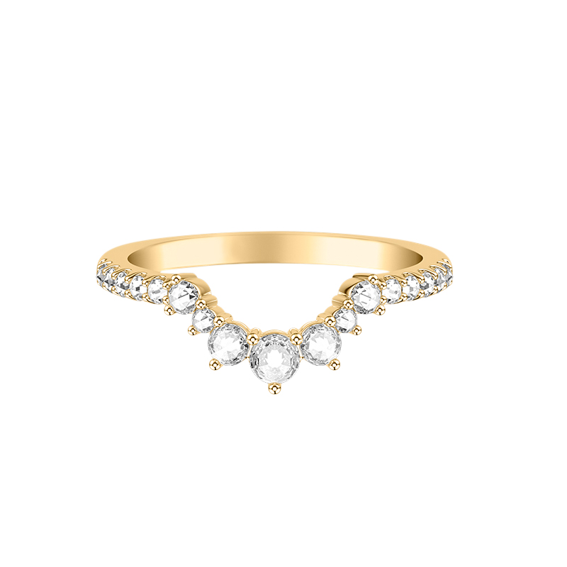 ArtCarved Diamond Contoured Dip Wedding Band in Yellow Gold