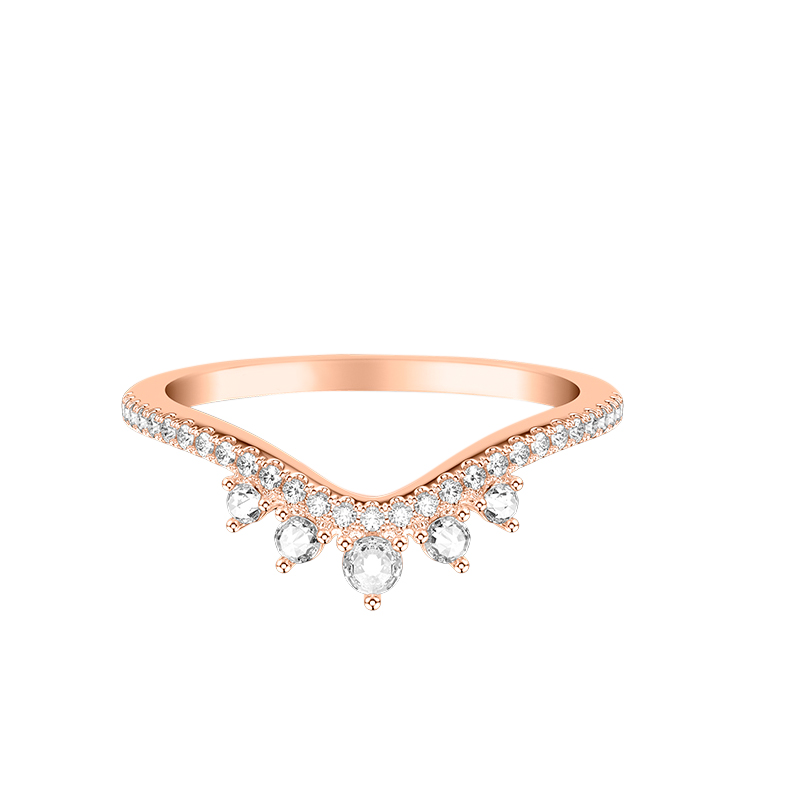 ArtCarved Diamond Contoured Dip Wedding Band in Rose Gold