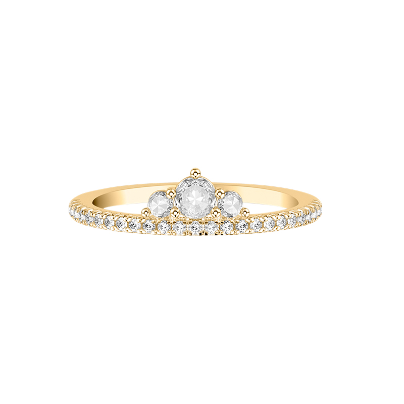 ArtCarved Diamond 3 Stone Tiara Wedding Band in Yellow Gold