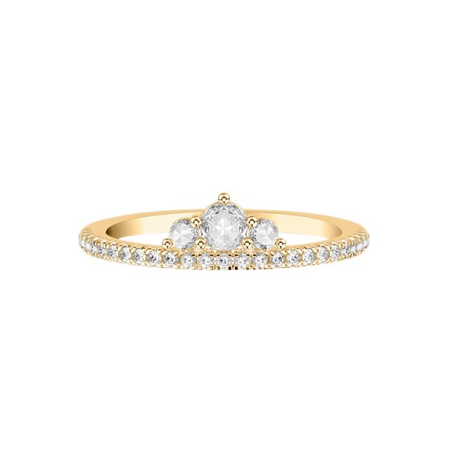 ArtCarved Diamond 3 Stone Tiara Wedding Band in Yellow Gold