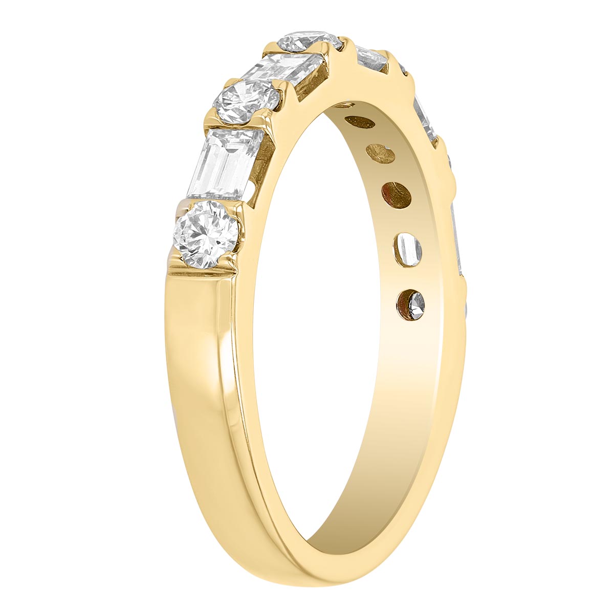 Multi-Shape Diamond Alternating Wedding Band in Yellow Gold, 0.87 cttw