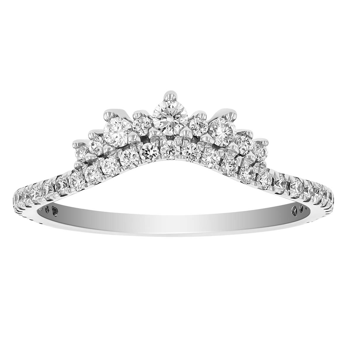 Round Diamond Contoured Tiara Wedding Band in White Gold, 0.33 cttw