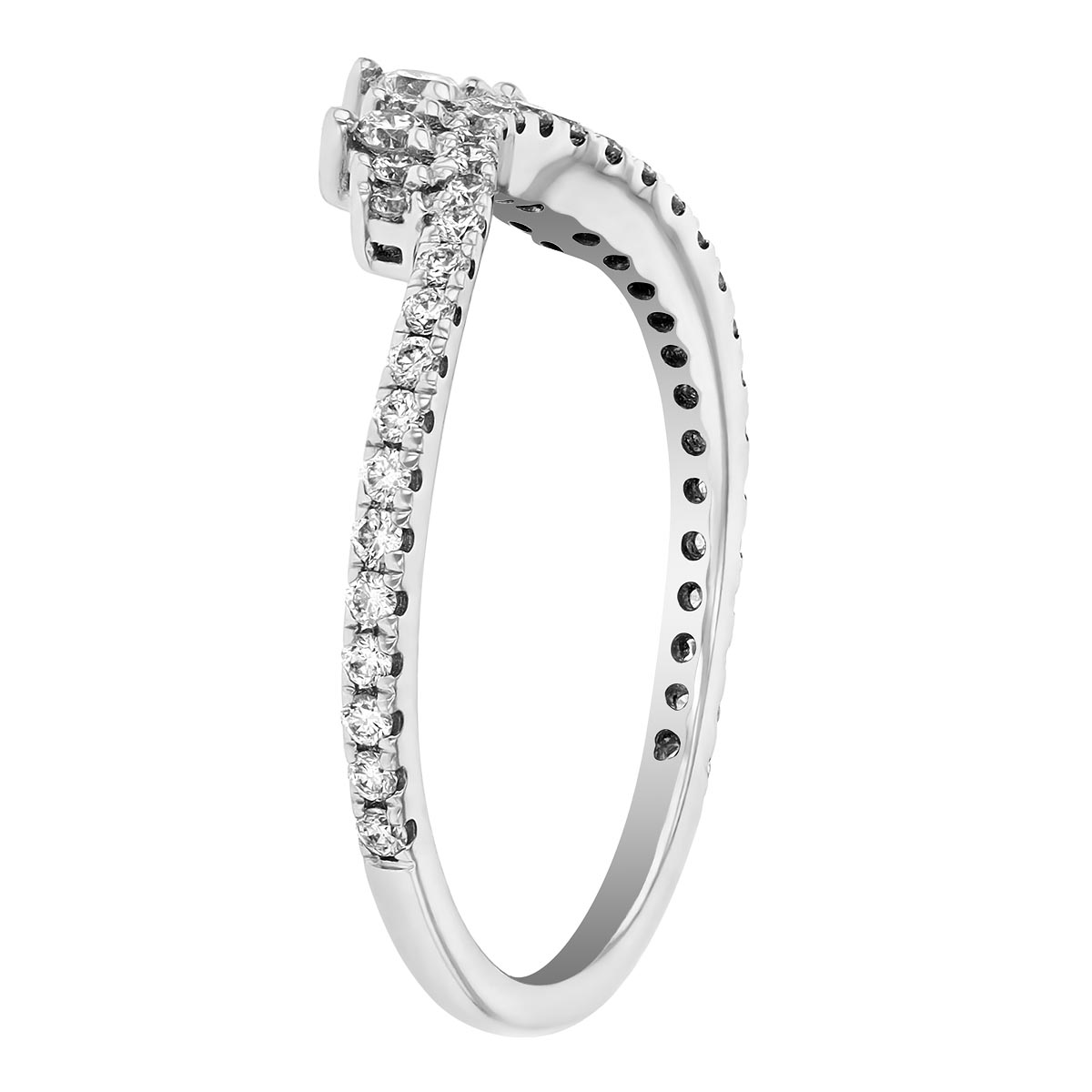 Round Diamond Contoured Tiara Wedding Band in White Gold, 0.33 cttw