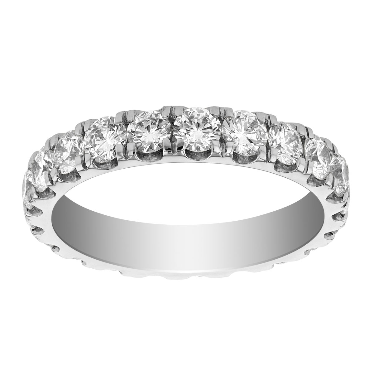Round Diamond Prong Set Eternity Wedding Band in White Gold