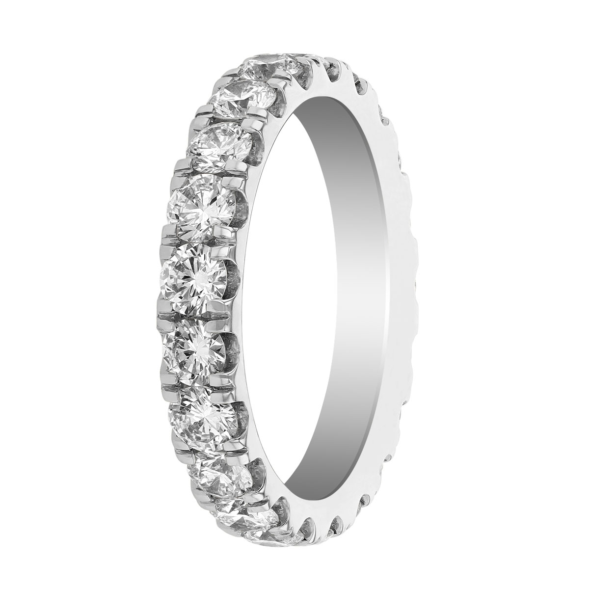 Round Diamond Prong Set Eternity Wedding Band in White Gold