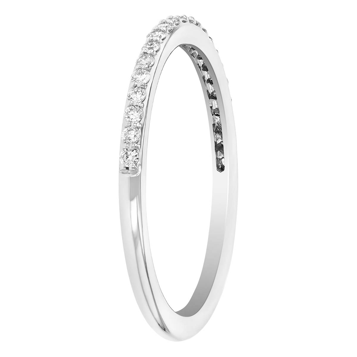 Round Diamond Shared Prong Wedding Band in White Gold, 0.17 cttw