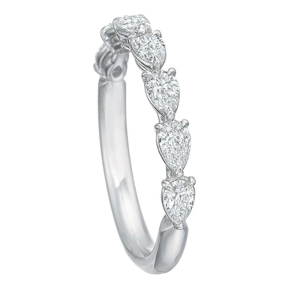 Pear Diamond 7 Stone East West Wedding Band in 18K White Gold