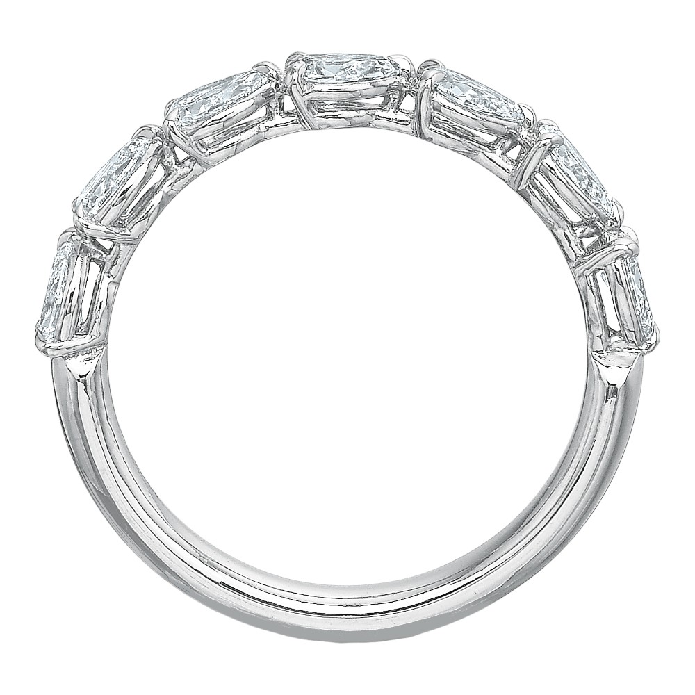 Pear Diamond 7 Stone East West Wedding Band in 18K White Gold