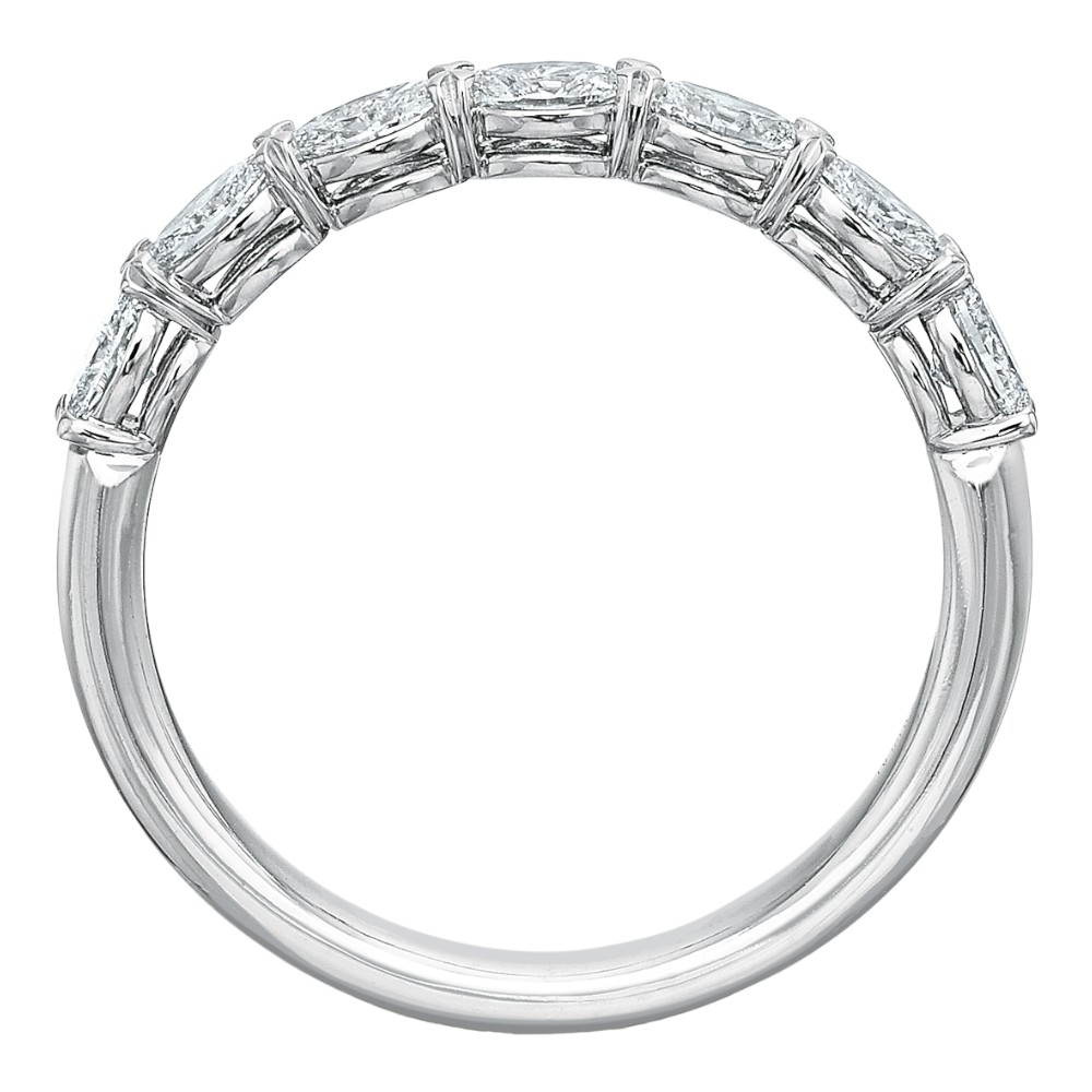 Oval Diamond 7 Stone East West Wedding Band in 18K White Gold