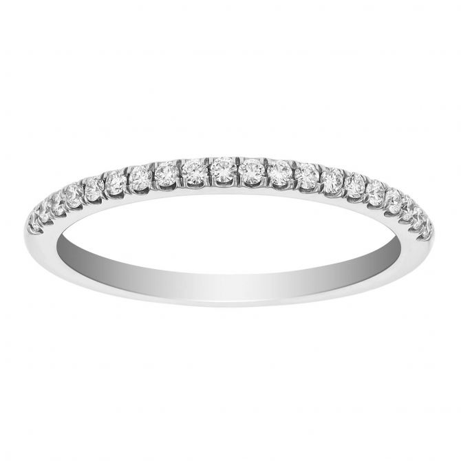Round Diamond Prong Set Wedding Band in White Gold, 0.17 cttw
