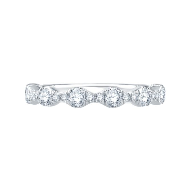 A. Jaffe Seasons of Love Diamond Scalloped Wedding Band in 14K White Gold