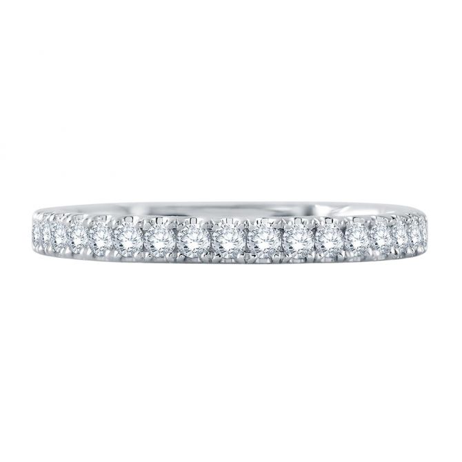 A. Jaffe Diamond Pavé & Quilted Interior Wedding Band in White Gold, 0.31 cttw