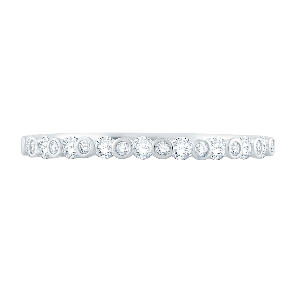 A. Jaffe Diamond Alternating Bezel Set Wedding Band in White Gold
