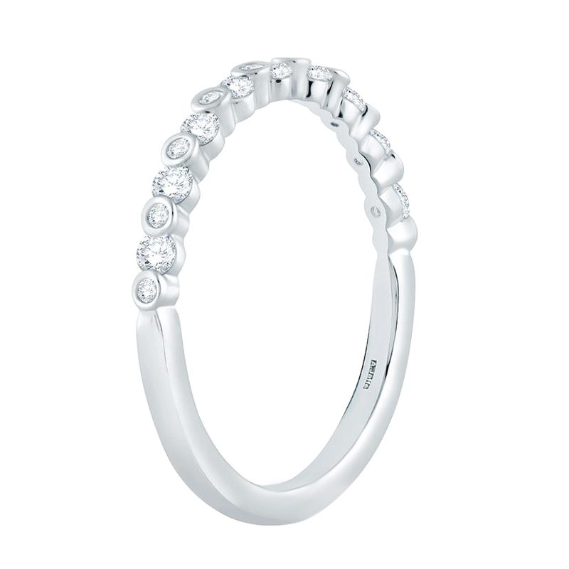 A. Jaffe Diamond Alternating Bezel Set Wedding Band in White Gold